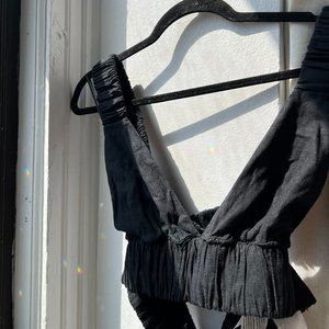 Abercrombie & Fitch Linen Criss Cross Back Crop Top